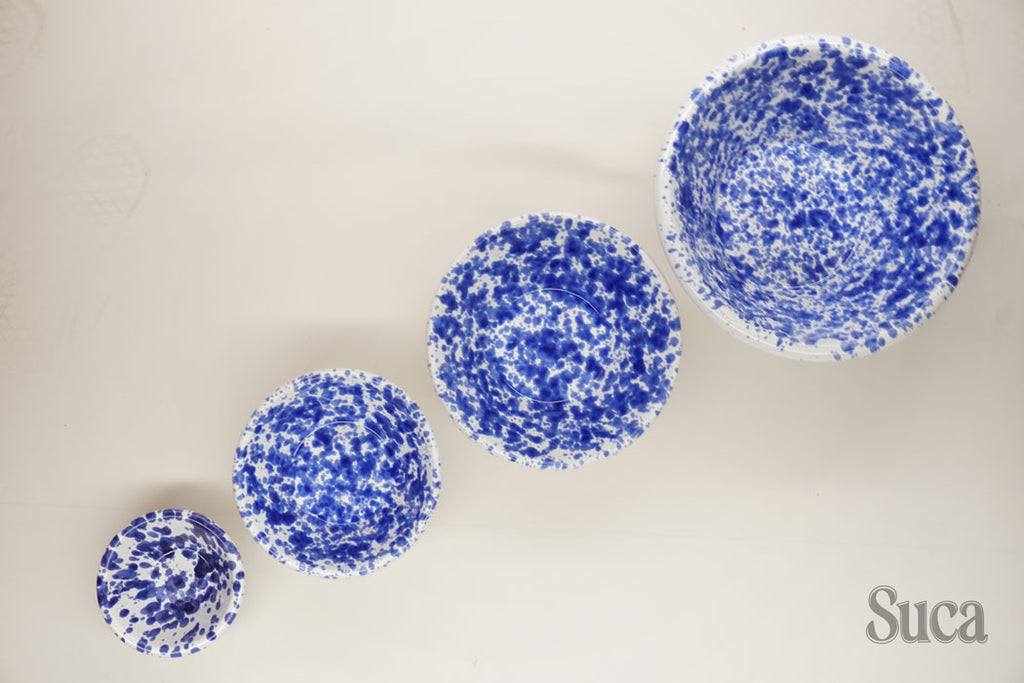 Bowl Cerâmico Lemmi gotejado na cor azul